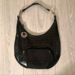 Fendi black canvas hobo bag